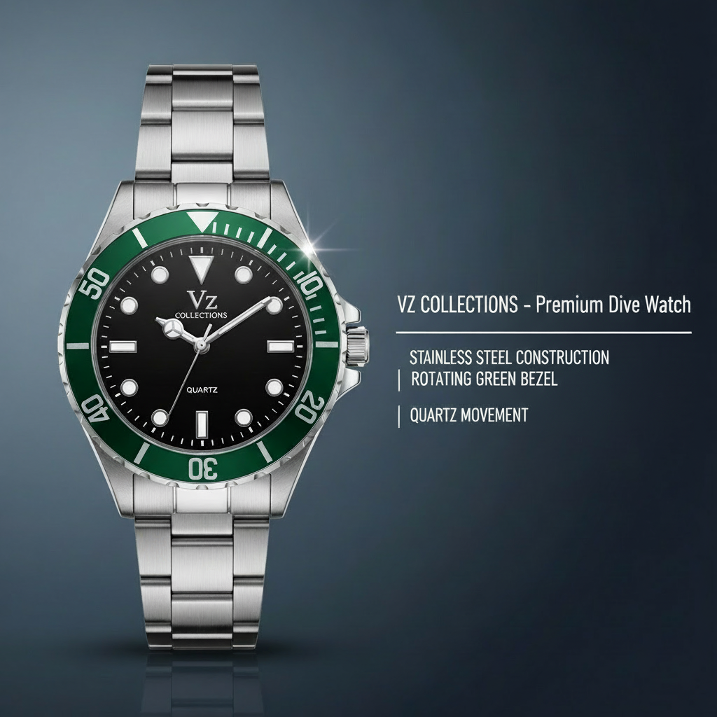 VZ Aurelia Silver Round Green Man Watch