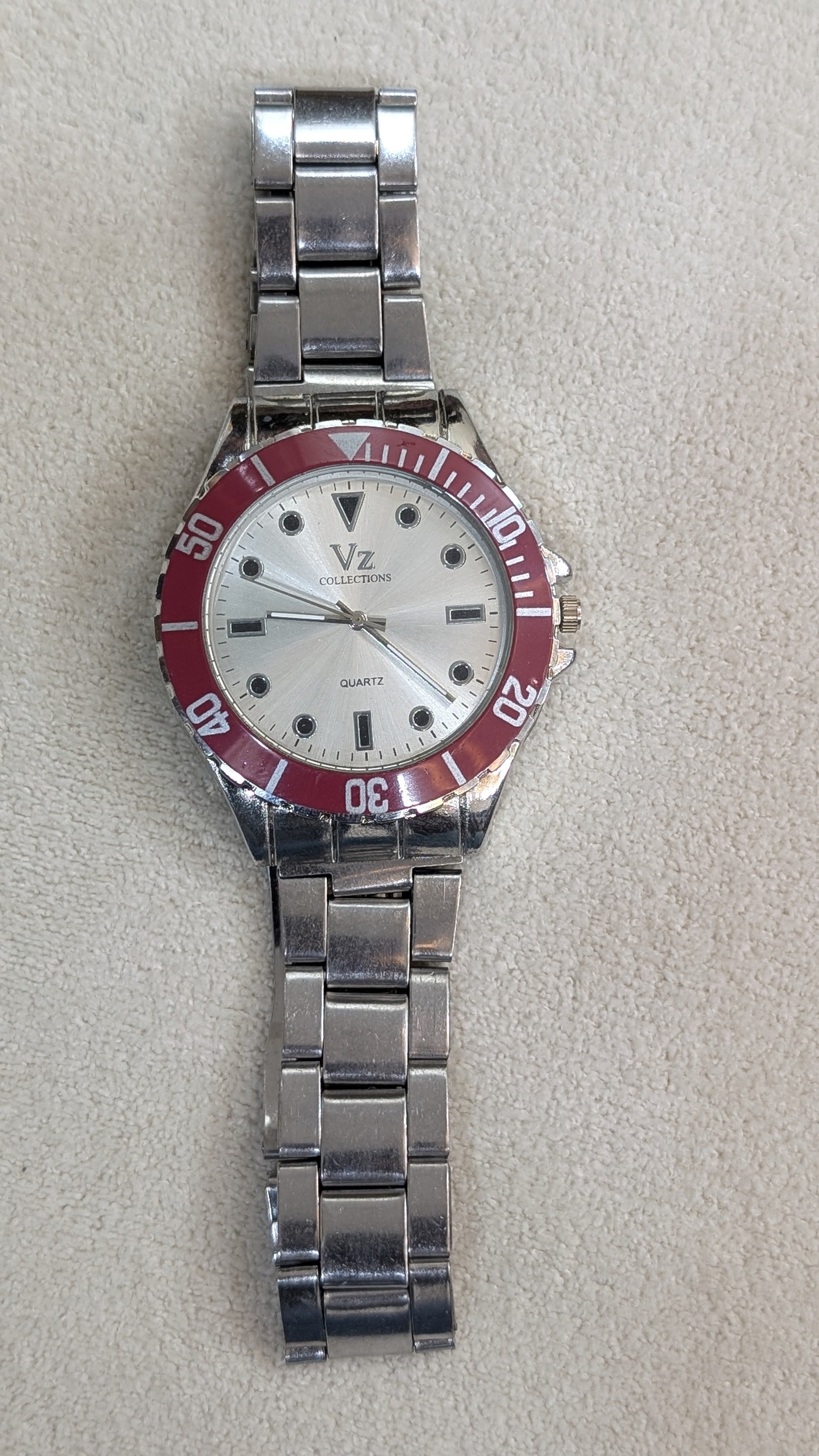 VZ Aurelia Silver Round Maroon Man Watch