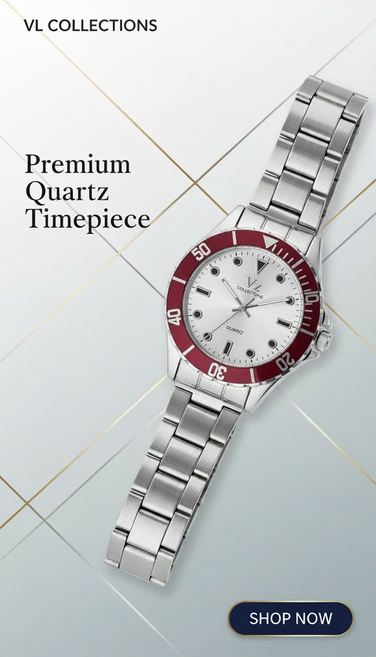 VZ Aurelia Silver Round Maroon Man Watch