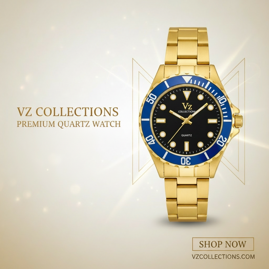 VZ Aurelia Golden Round Blue Man Watch