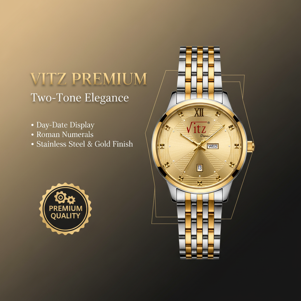 Vitz PrimeX Golden & Silver Touch Men Watch
