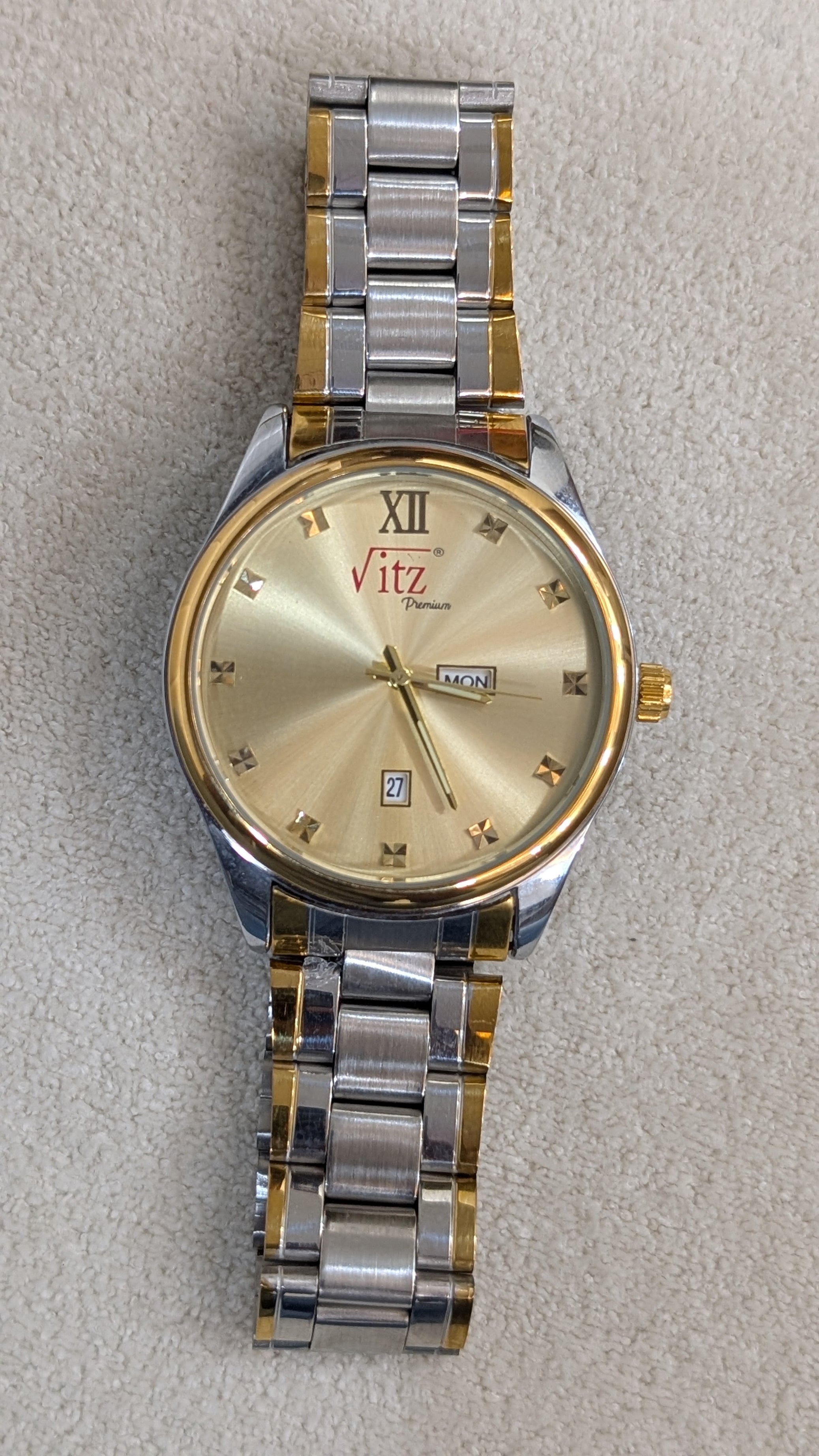 Vitz PrimeX Silver & Golden Touch Men Watch
