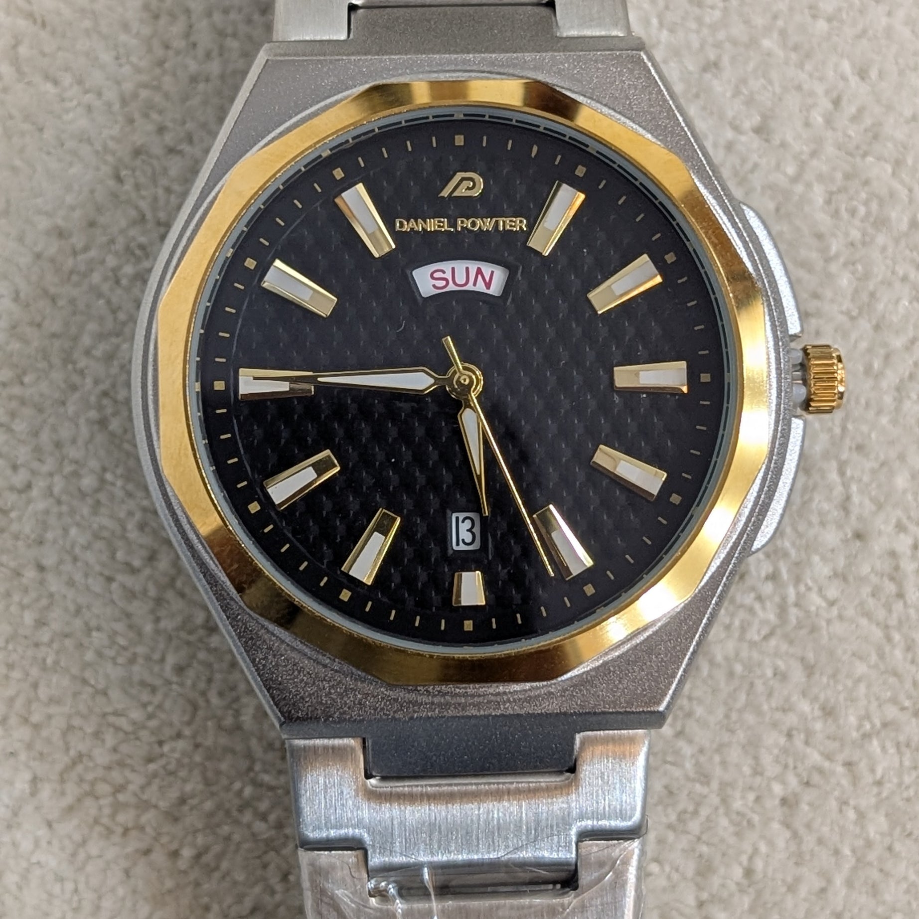 Danel Imperial Silver & Black Dial with Gold-Line Men Watch