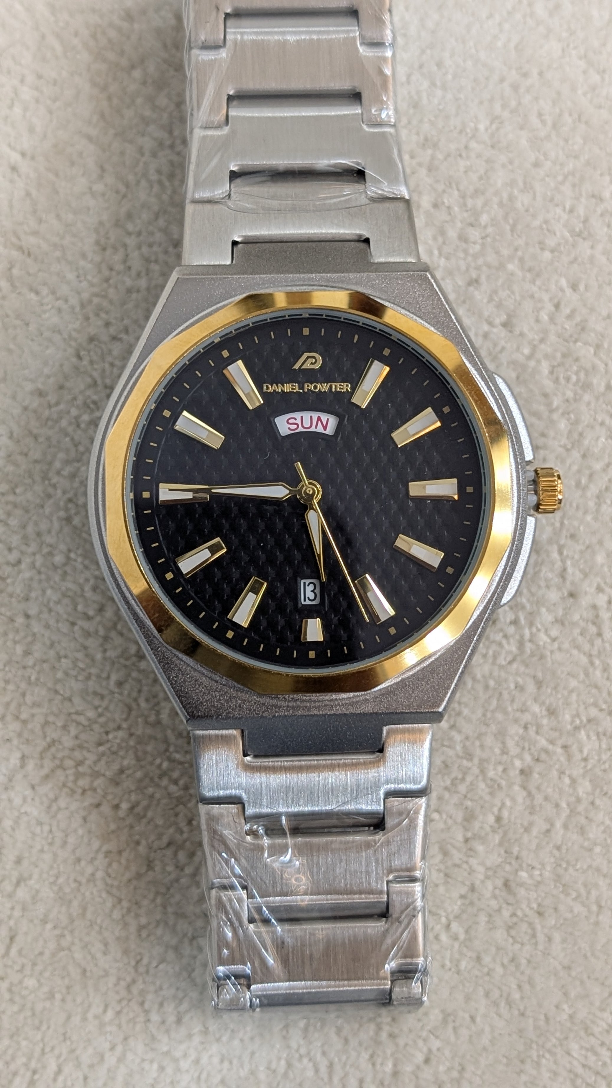 Danel Imperial Silver & Black Dial with Gold-Line Men Watch
