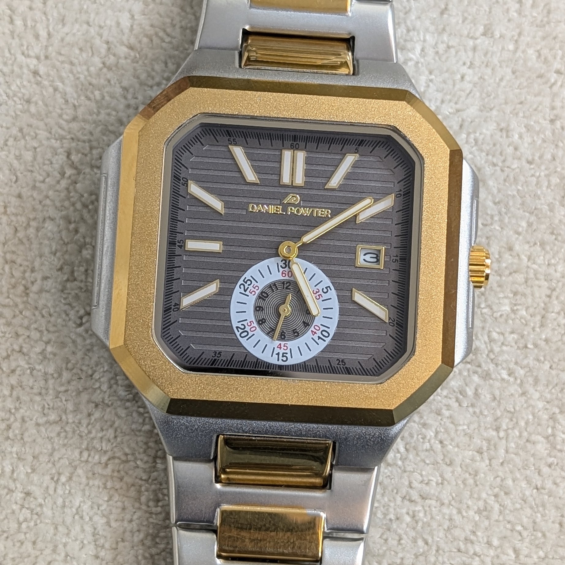 Danel Power Silver & Black Dial with Gold-Line Men Watch