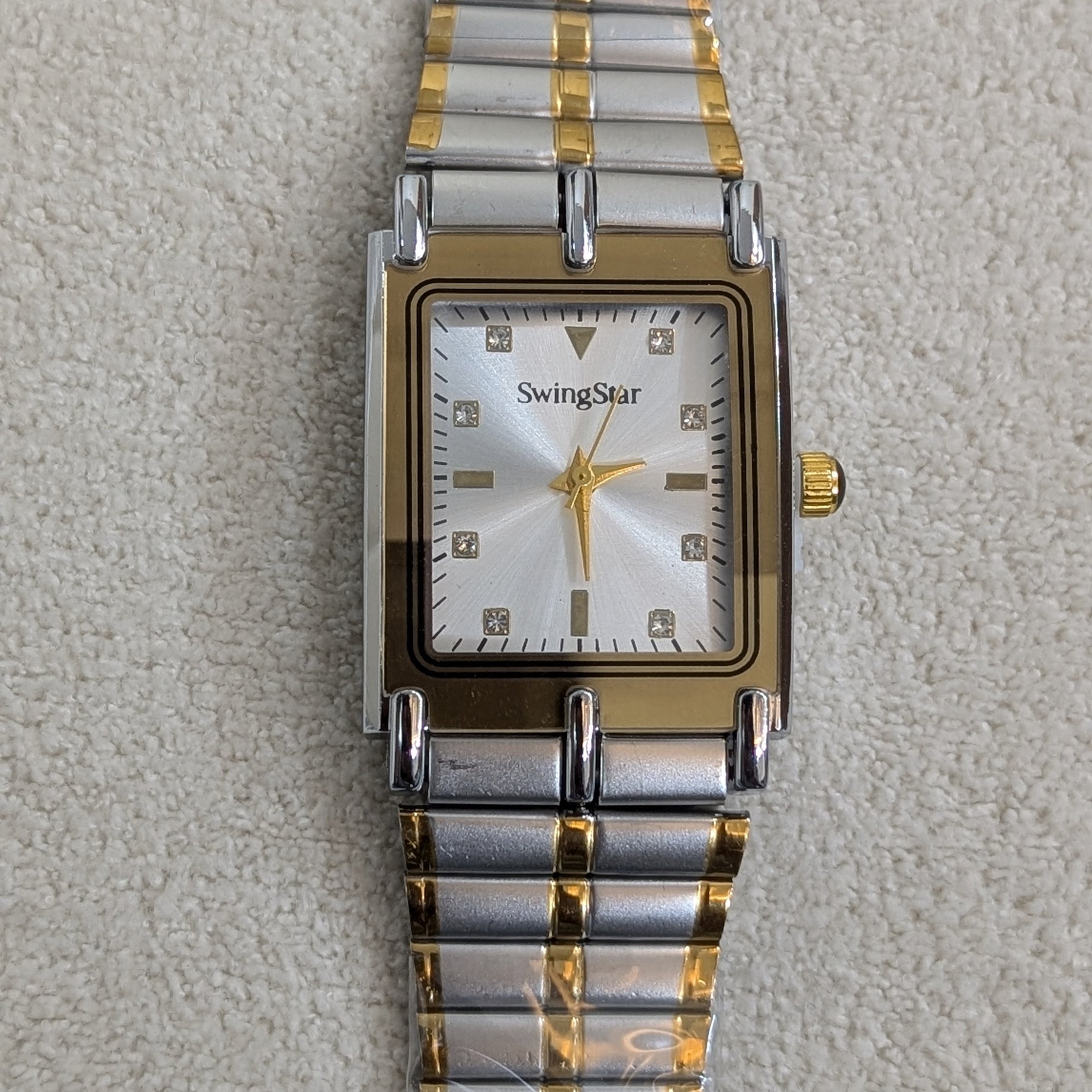 Swingstar Silver & White Dial with Gold-Line Man Watch