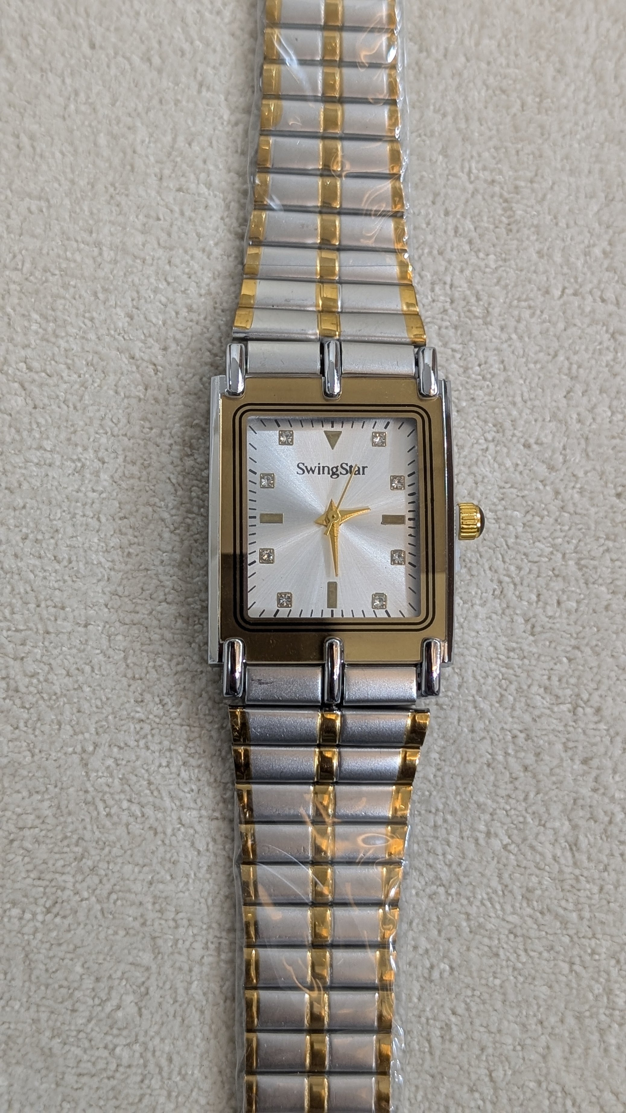 Swingstar Silver & White Dial with Gold-Line Man Watch