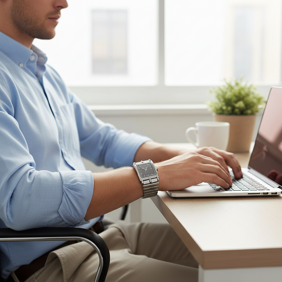 Swingstar Silver & Black Dial Man Watch