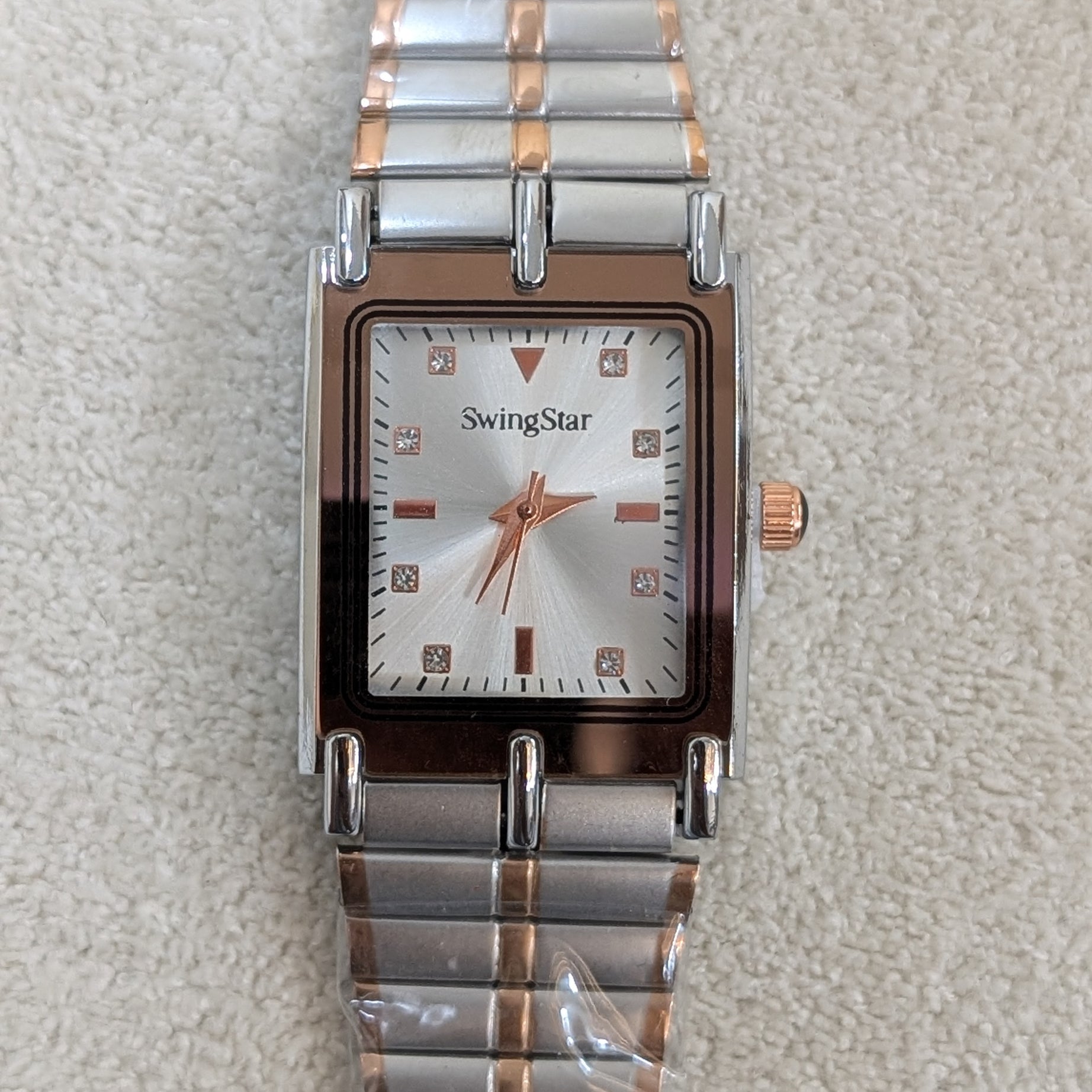 Swingstar Silver & White Dial with Brown-Line Man Watch