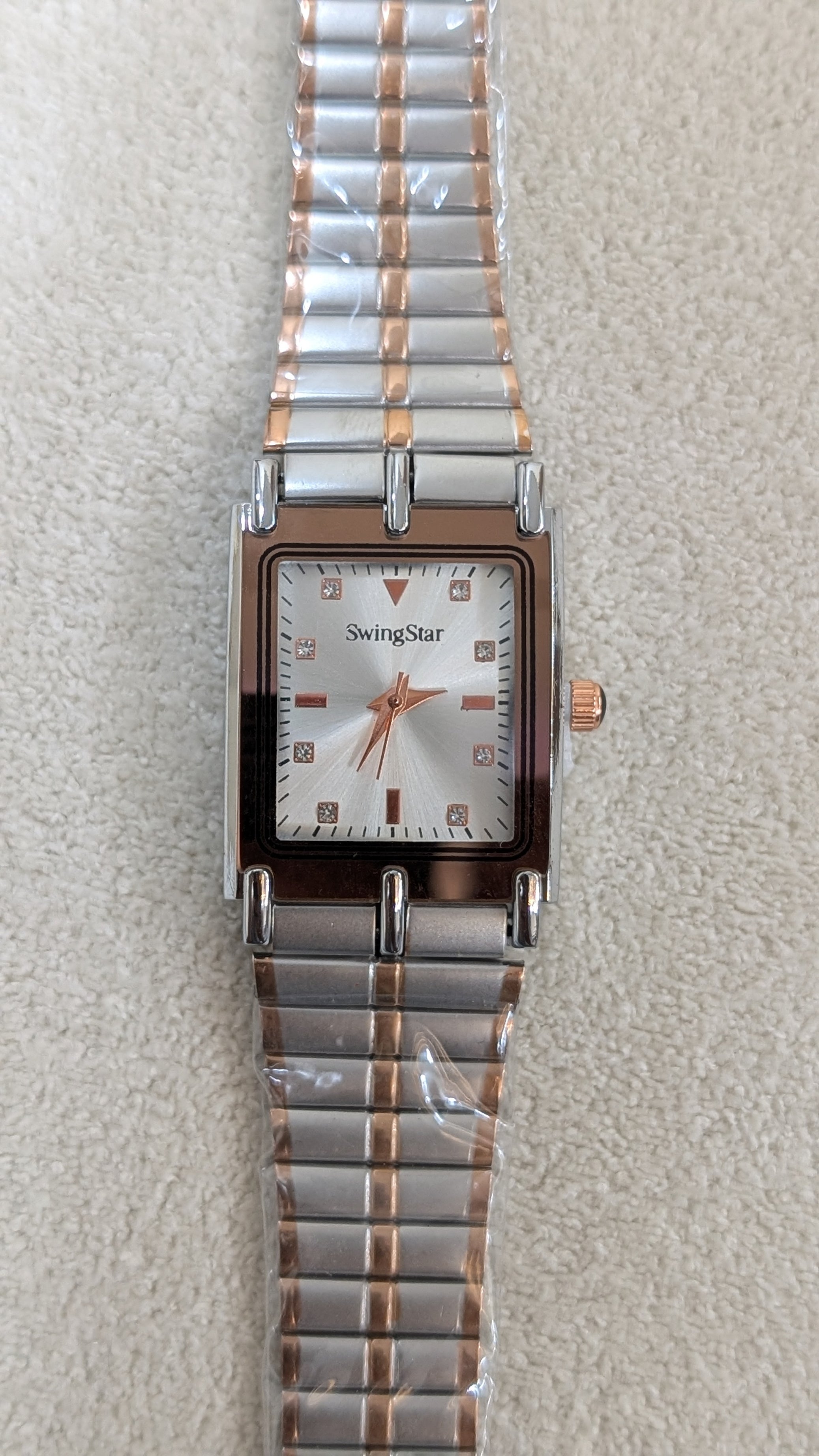 Swingstar Silver & White Dial with Brown-Line Man Watch