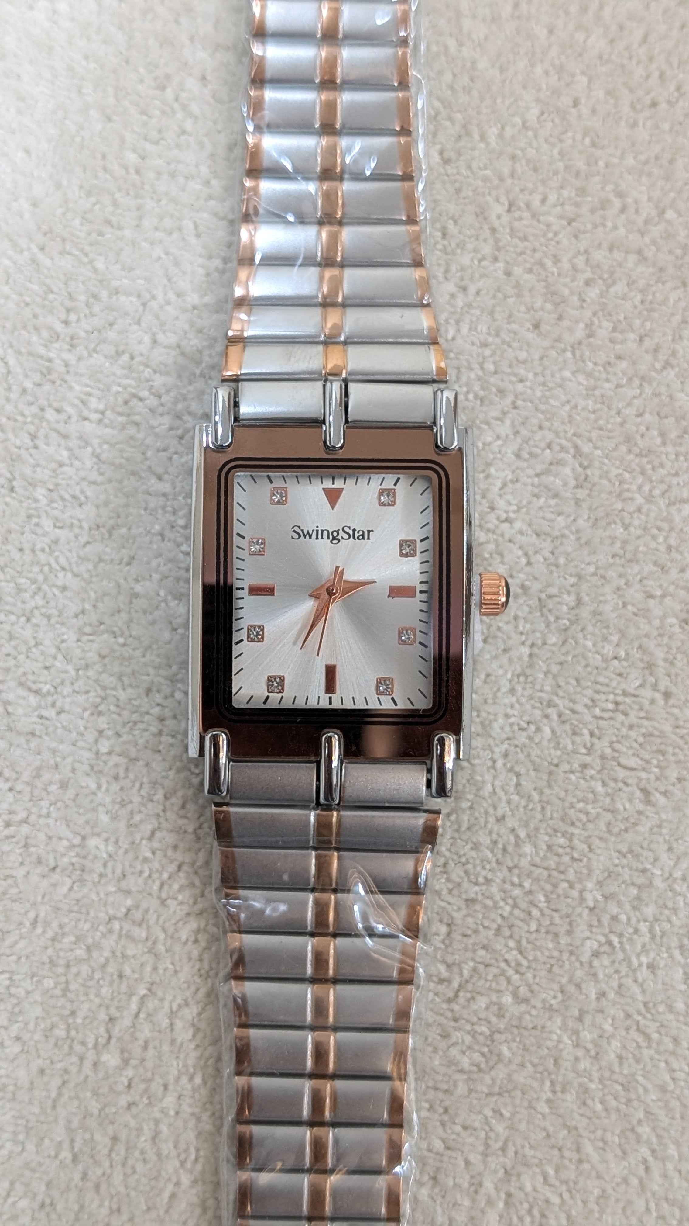 Swingstar Silver & White Dial with Brown-Line Man Watch