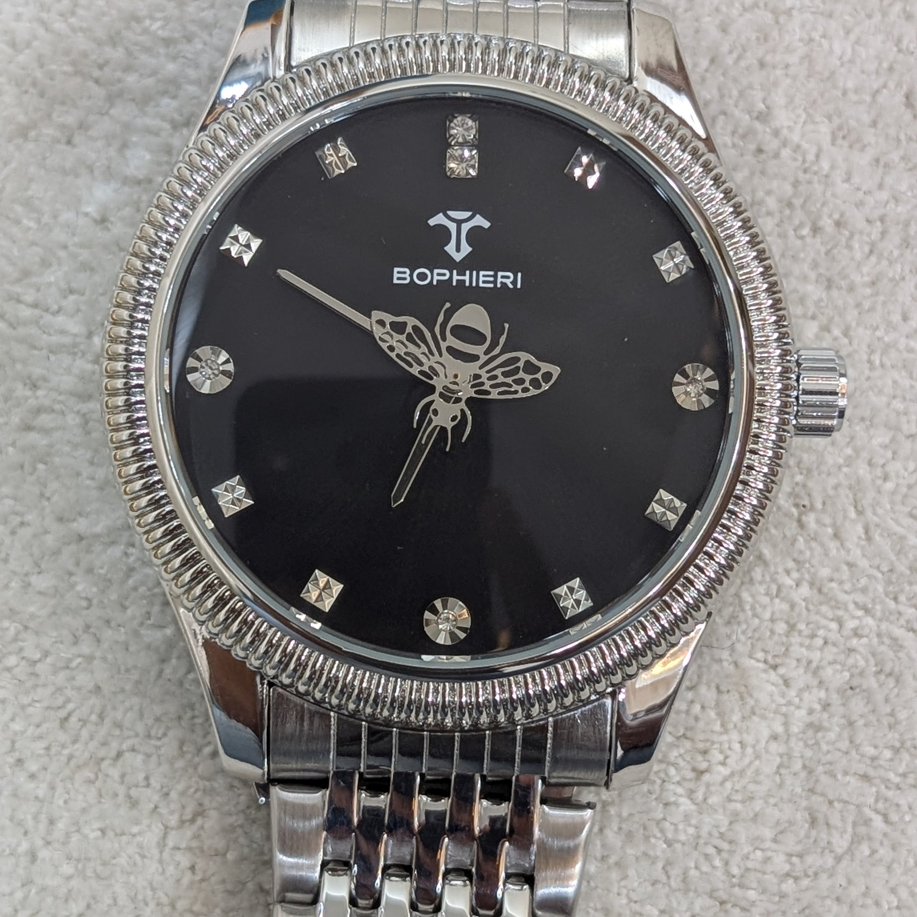 Bophieri Silver with Black Dial Men Watch