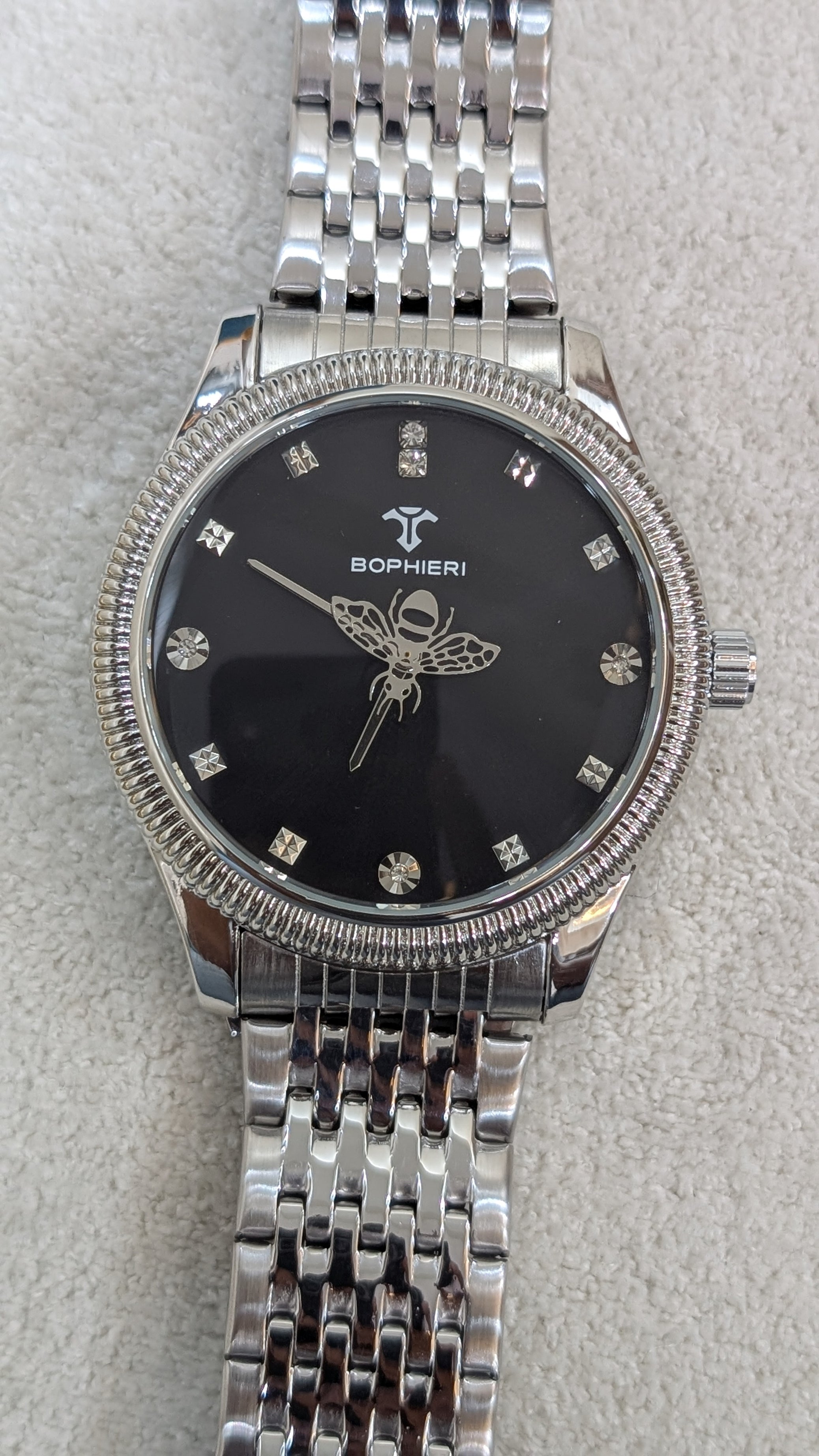 Bophieri Silver with Black Dial Men Watch