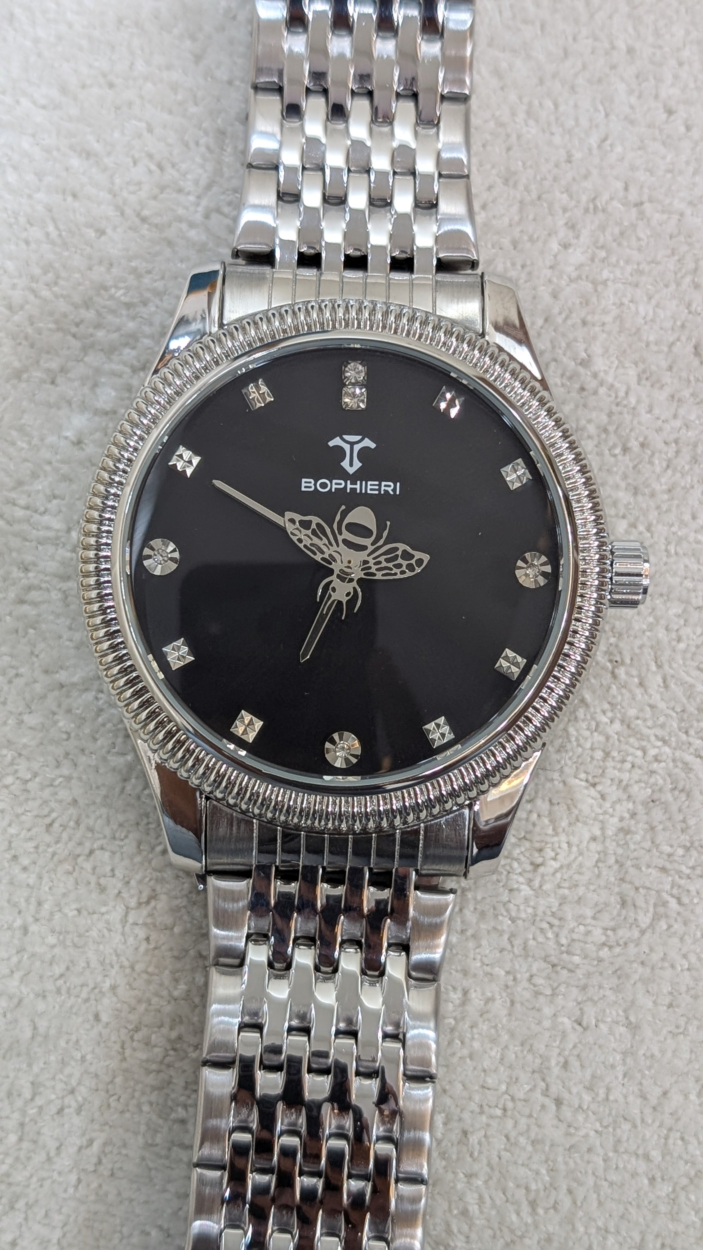 Bophieri Silver with Black Dial Men Watch