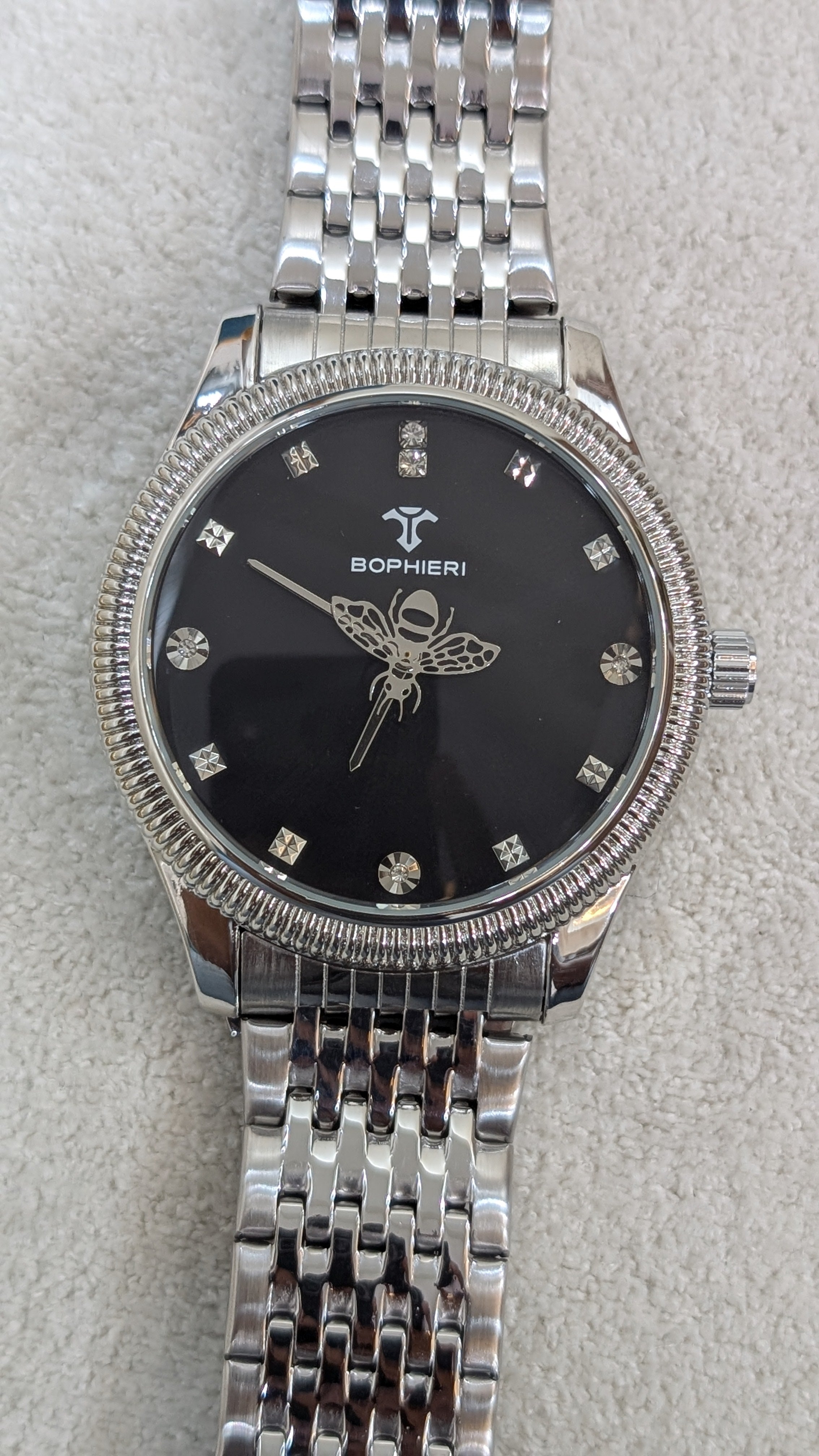 Bophieri Silver with Black Dial Men Watch