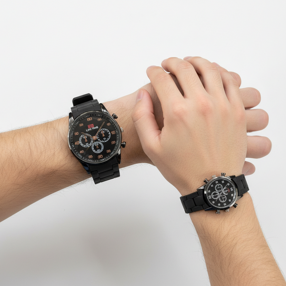 LT Royal Classic Black Couple Watch Set – darvaza.pk