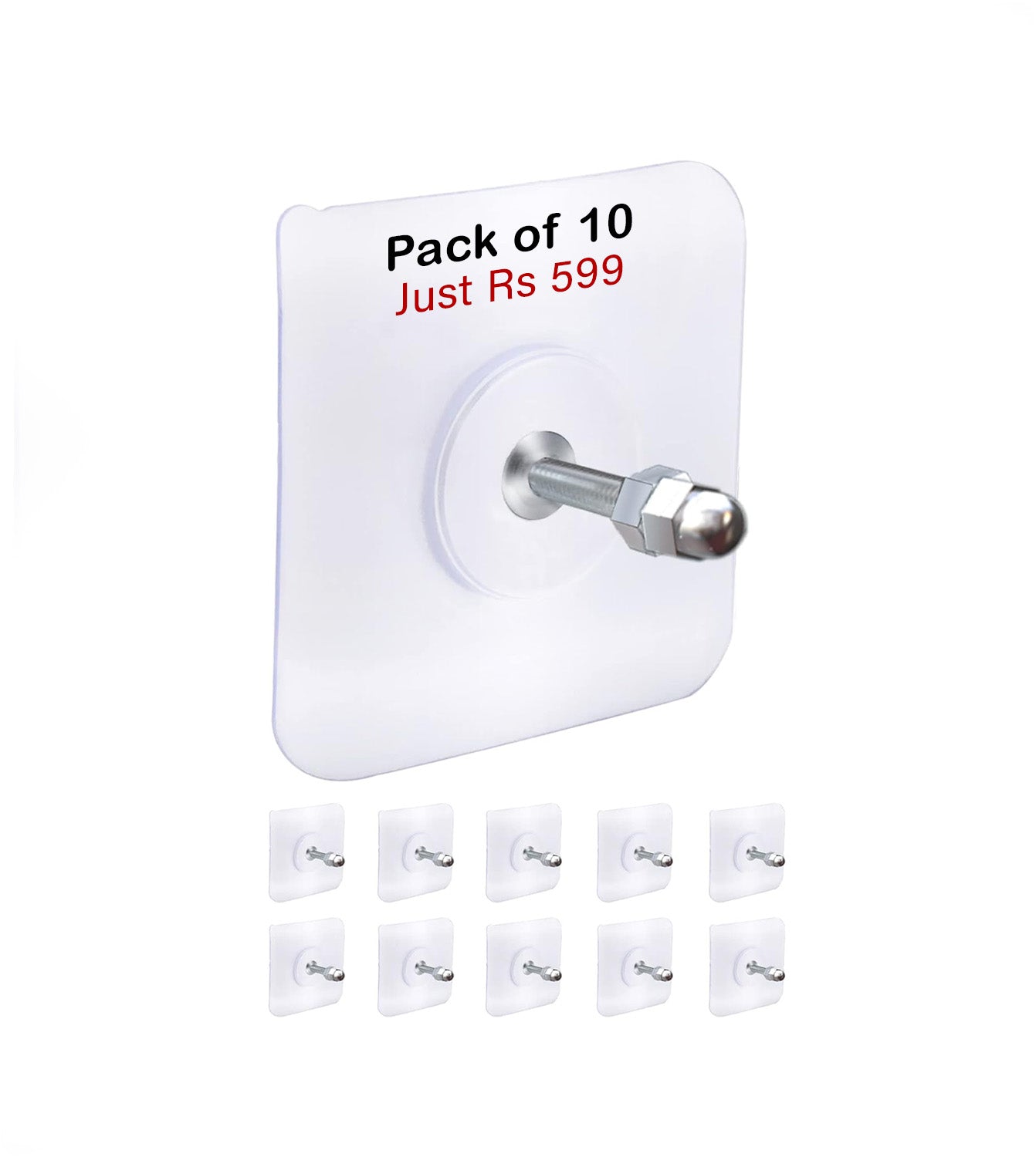 Strong Punch Free Self Adhesive Wall Screw Rod Hooks and Nail Mounting Hang Kit