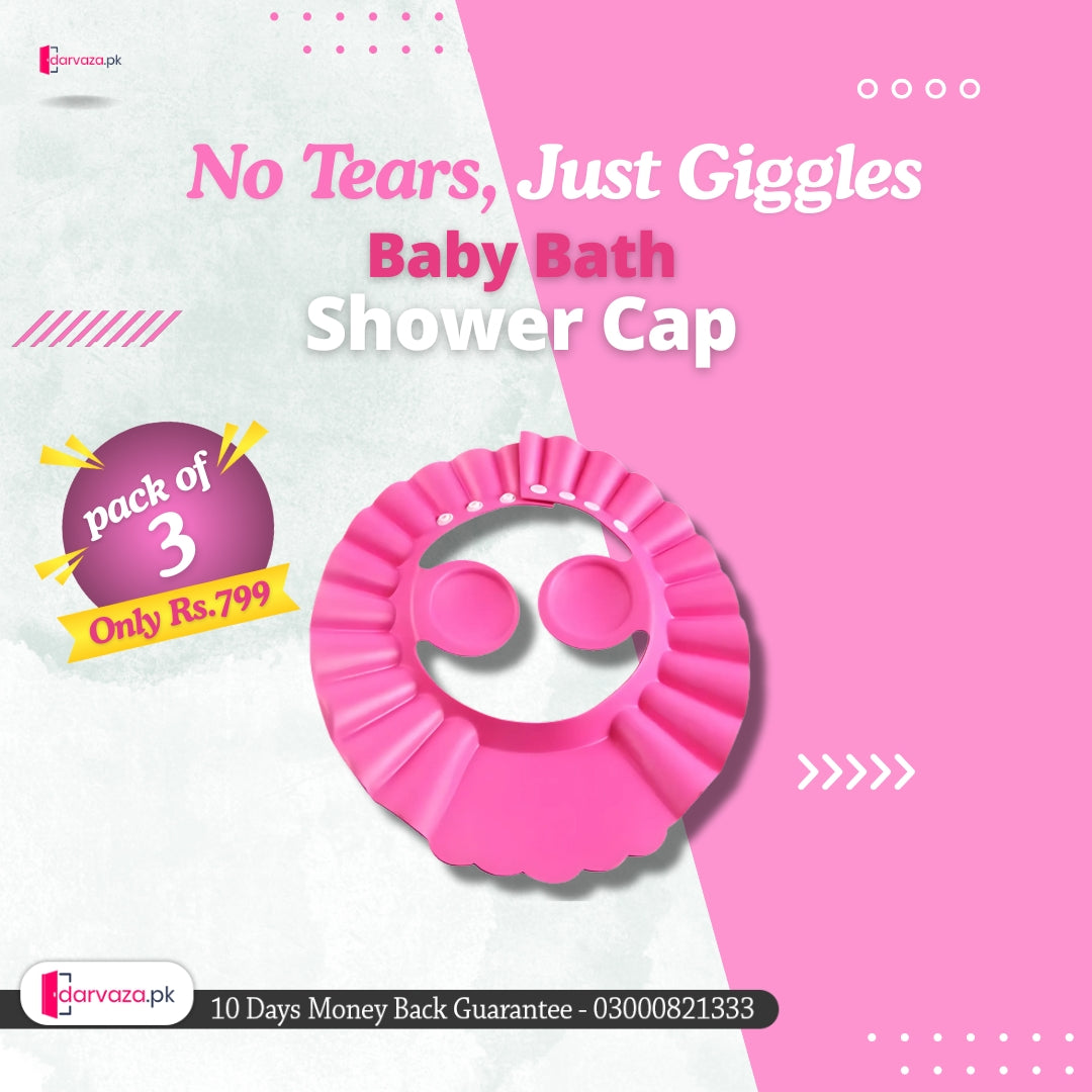 (Pack of 3) Washing Guard Bath Shield Visor Hat Eyes and Ears Head Protection Bath Shampoo Hat Waterproof Shower Cap for Kids Toddler