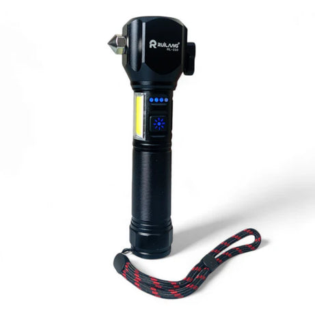 Ruilang Torch RL233 Metal LED FlashLight with Cutter Hammer and Mobile Power Bank