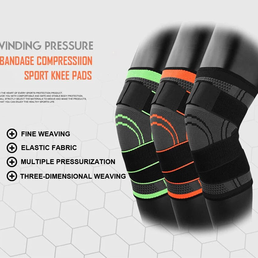 Professional Knee Support Breathable Bandage and Sports Cross Knee Pad with Belt Pressurization