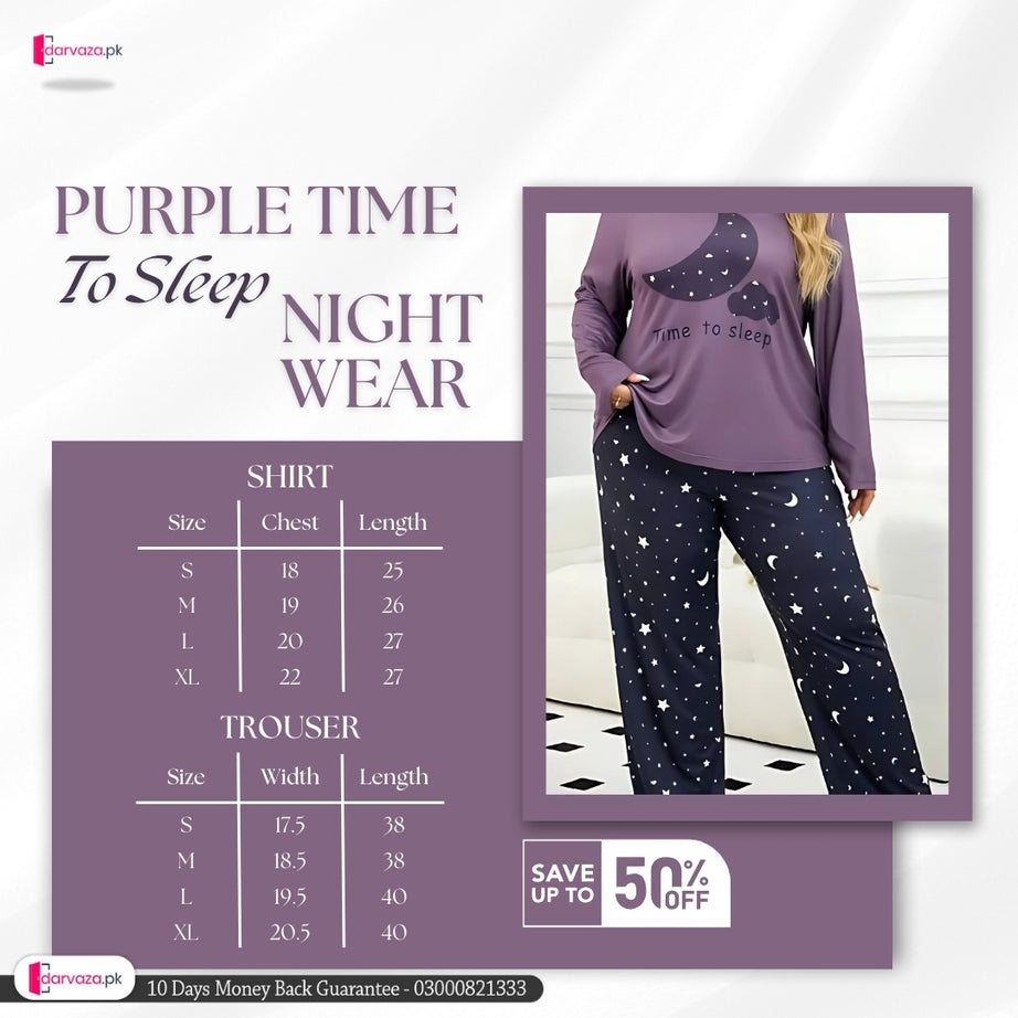 Purple Time To Sleep Nightwear