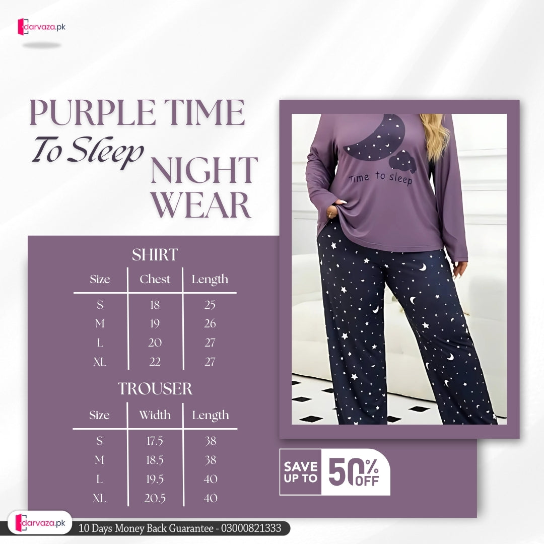 Purple Time To Sleep Nightwear