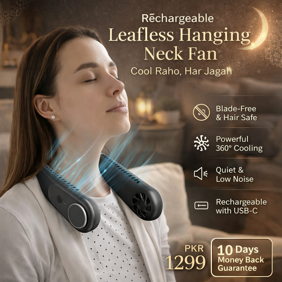 Rechargeable Leafless Hanging Neck Fan
