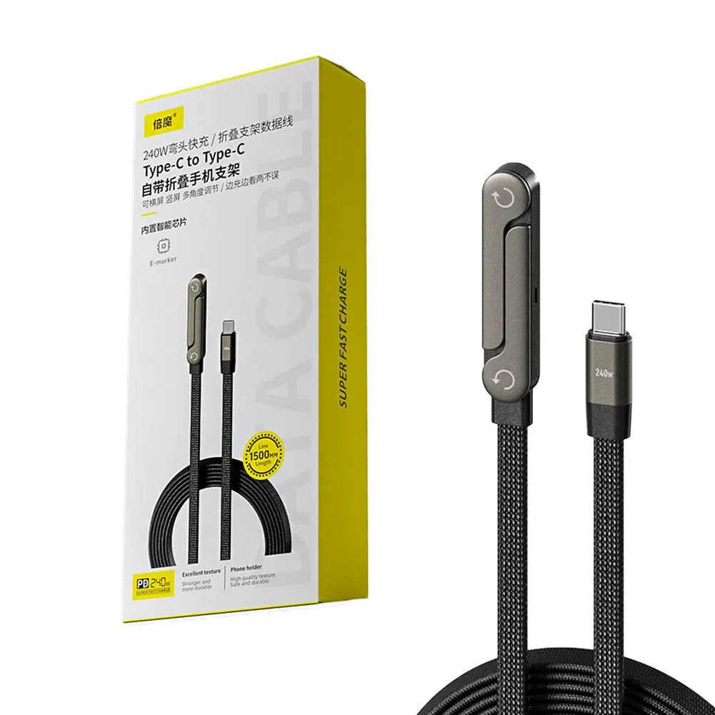 Fast Charging Cable With Foldable Mobile Phone Stand