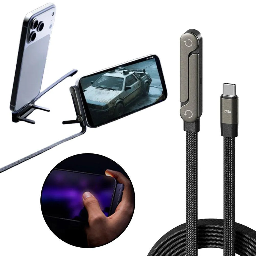 Fast Charging Cable With Foldable Mobile Phone Stand