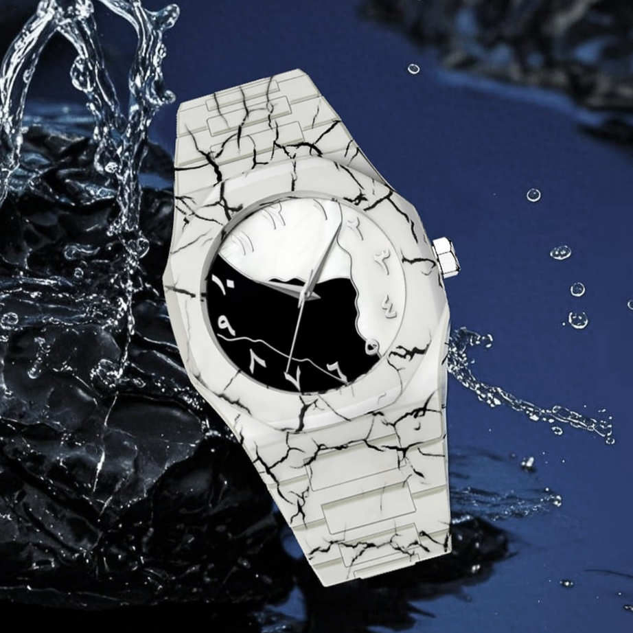 White Classic Arabic Aura – Marble Storm Edition