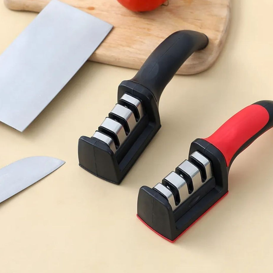 Multi-Function 4 Stages Type Knife Sharpener Handheld with Non-Slip Base for Ceramic Steel and Knives