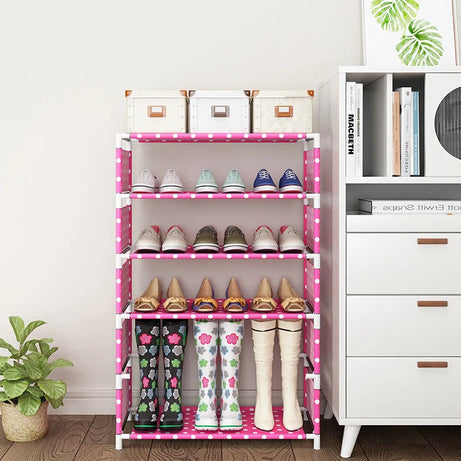 High Quality 5 Layer Shoe Rack Organizer with Cloth Space Saving & Cabinet Dustproof Dormitory Shoe-shelf