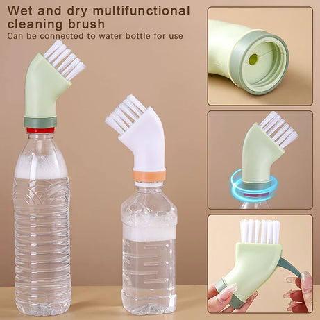 (Pack of 2) Multi-use Wet & Dry Cleaning Brush Can Be Connected to Mineral Water Bottle for Home and Office Use