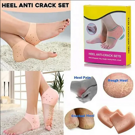 2 Silicon Heel Pads and 2 Socks Imported Washable and Reusable for Revitalizing and Moisturizing Cracked Feet
