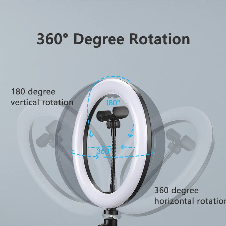 LED Selfie Ring Light with Optional Tripod for Photography Tiktok Live Stream Makeup and Compatible with iPhone & Android