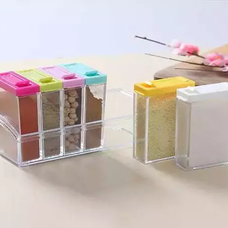 6 Pcs Set Spice Shaker Seasoning Transparent Jars with Tray for Store Spices &amp; Salt