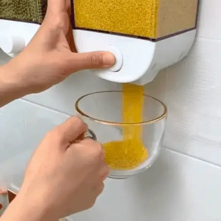 Wall-Mounted Food Storage Dispenser and Organizer for dry foods flour sugar rice grain cereals and more