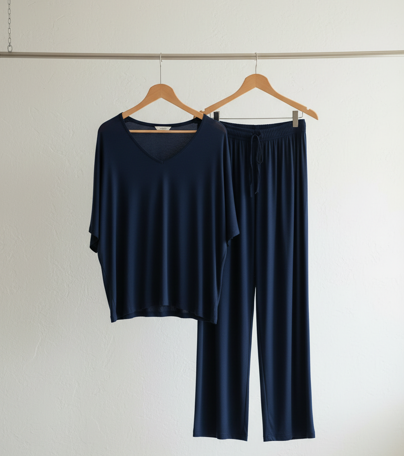 V-Neck Navy Blue Women’s PJ Set
