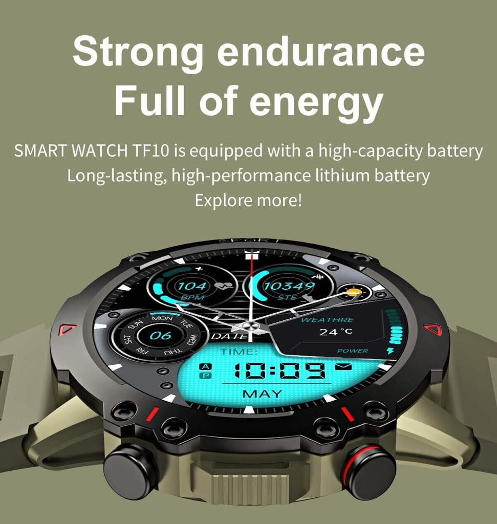 TF10 Pro Round dial Smart Watch with Bluetooth Calling Amoled Screen with Box For Men and Women