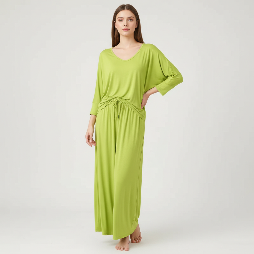 Lemon Green V-Neck Women's PJ Set