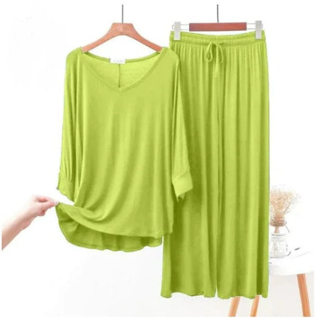Lemon Green V-Neck Women's PJ Set