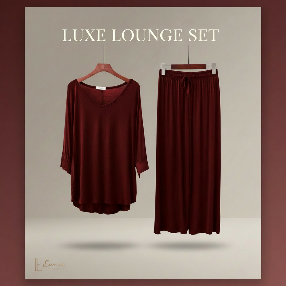 Maroon V-Neck Women's PJ Set