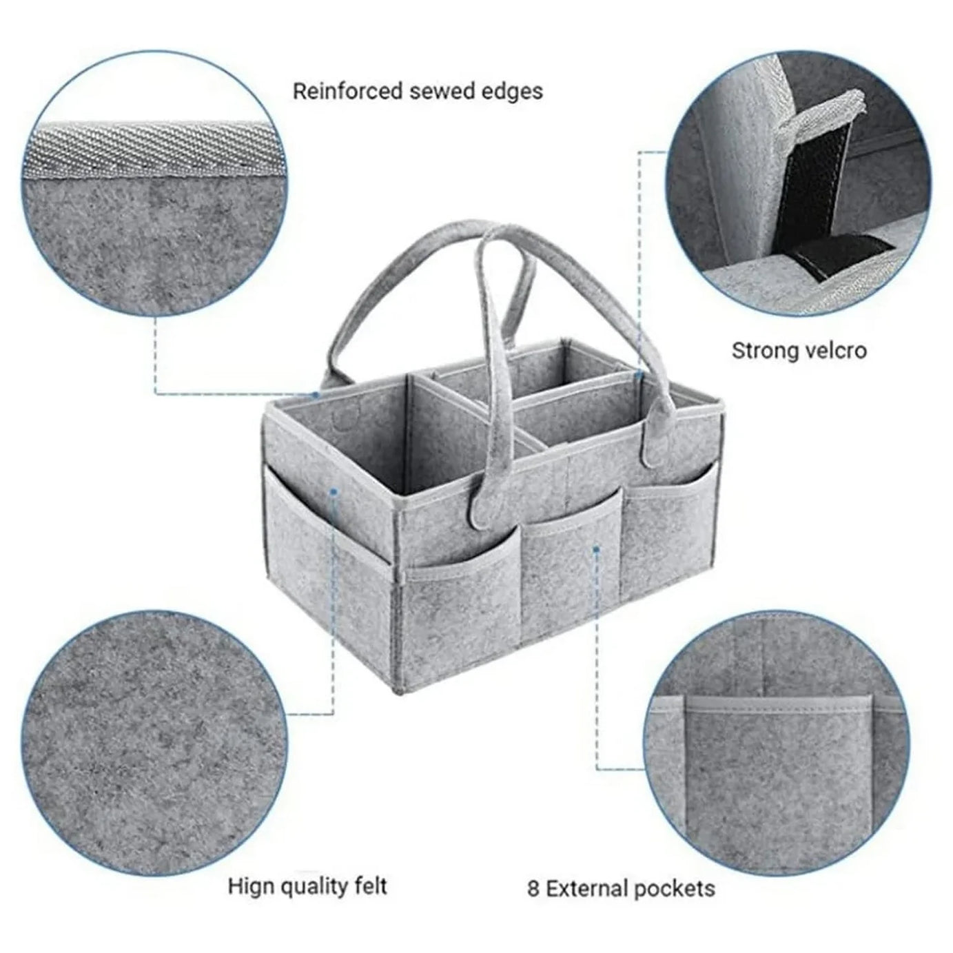 Baby Diaper Caddy Organizer – Foldable Felt Storage Bag with Multi Pockets