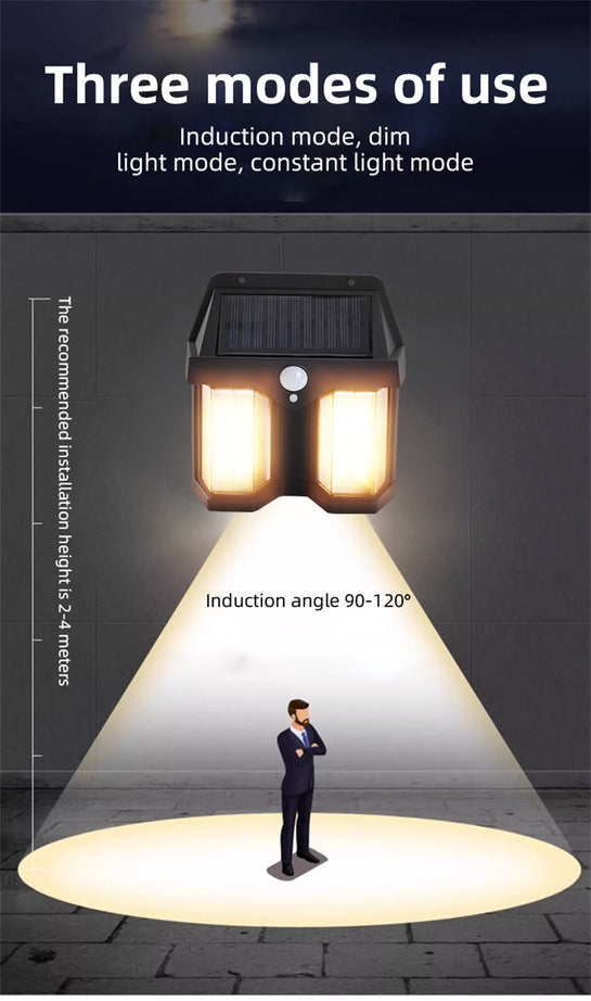 Dual Solar Motion Sensor Light Waterproof IP65 with Remote for Outdoor Home Garden Wall Compound Entrance Automatic Lamp