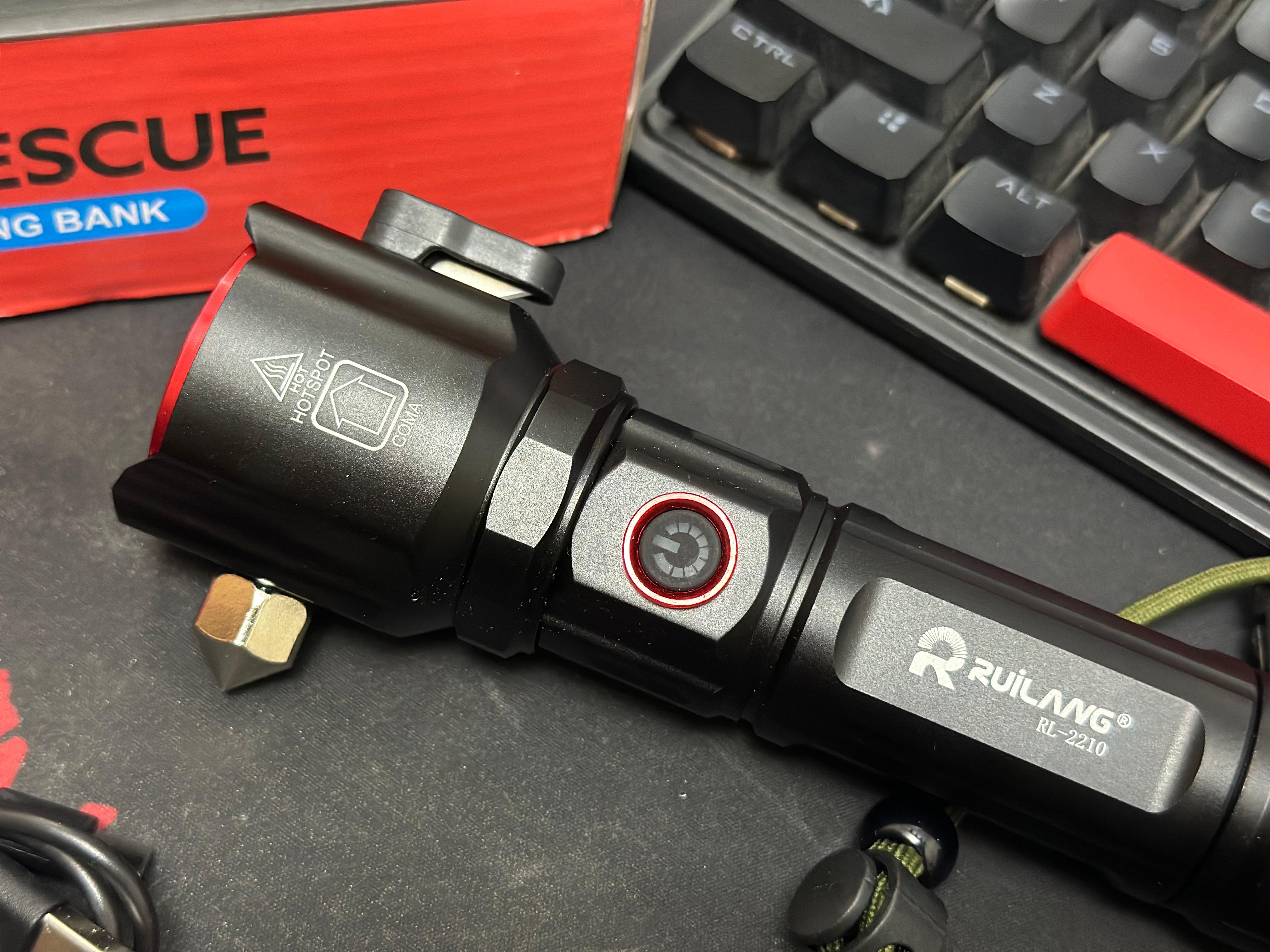 Super Bright Metal FlashLight Torch with adjustable focus Hammer and Mobile Power Bank