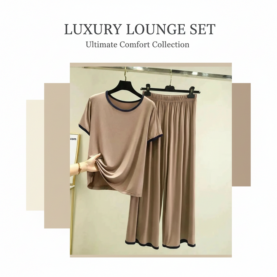 Plain Coffee Colour T-Shirt with Black Round Neck and Plazzo Pajama