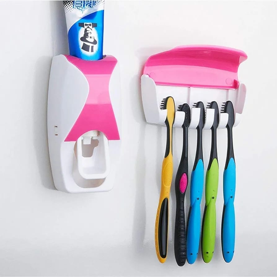 Toothpaste Despensor Automatic Toothpaste Dispenser Squeezer Hands Free Set and 5 Toothbrus ...