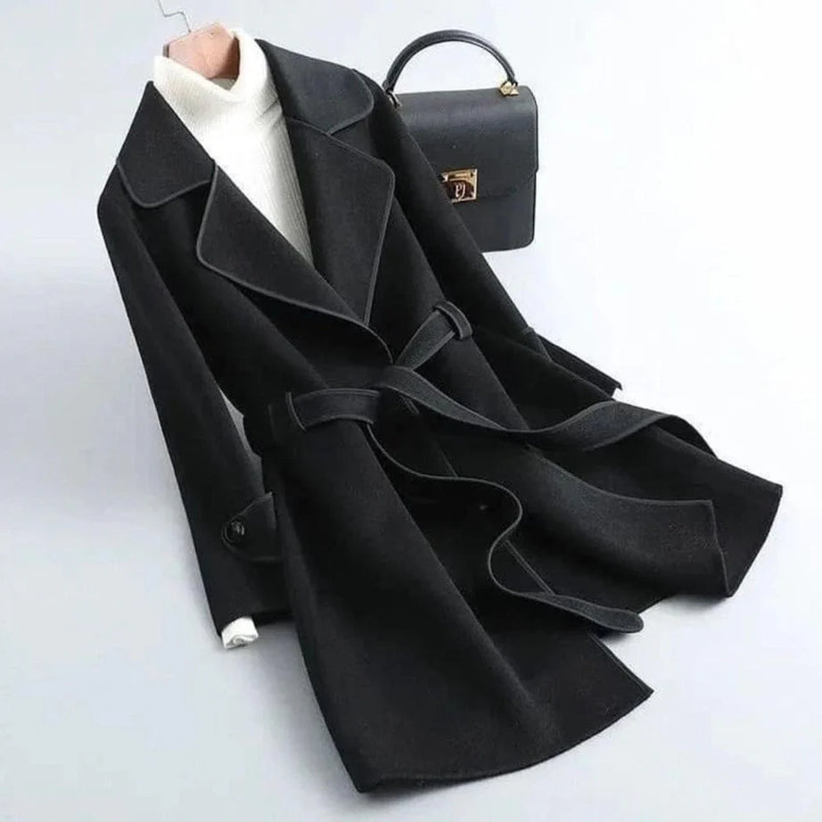 Winter Fleece Long Coat – Black