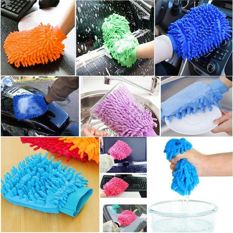 (Pack of 2) Washing Mitt One Side Micro Fiber Car Wash Glove Duster