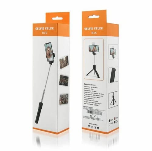 4 in 1 R1S Stainless Steel Selfie Stick Tripod with Wireless Remote for Live Streaming & Video Recording